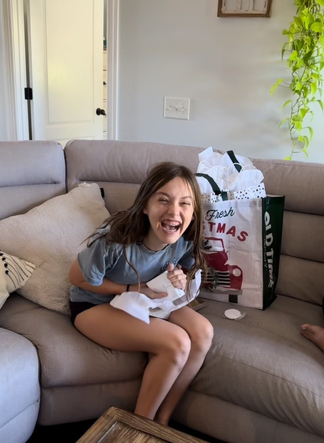 Reagan opening Christmas presents